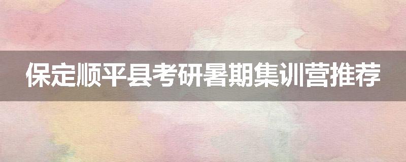 保定顺平县考研暑期集训营推荐
