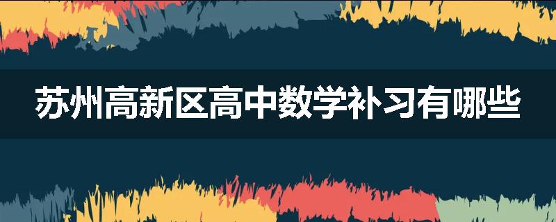 苏州高新区高中数学补习有哪些