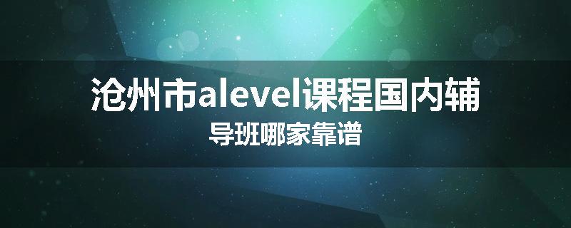 沧州市alevel课程国内辅导班哪家靠谱