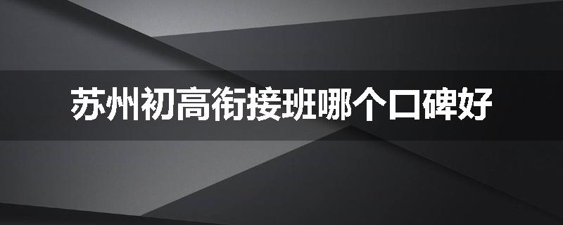 苏州初高衔接班哪个口碑好