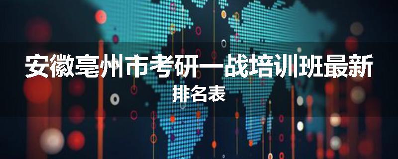 安徽亳州市考研一战培训班最新排名表