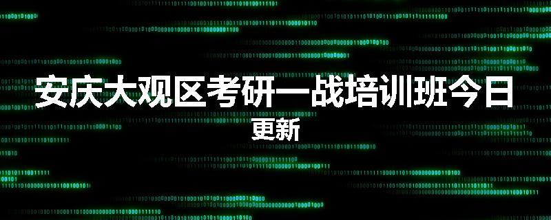 安庆大观区考研一战培训班今日更新
