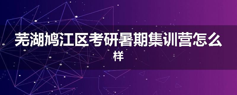 芜湖鸠江区考研暑期集训营怎么样