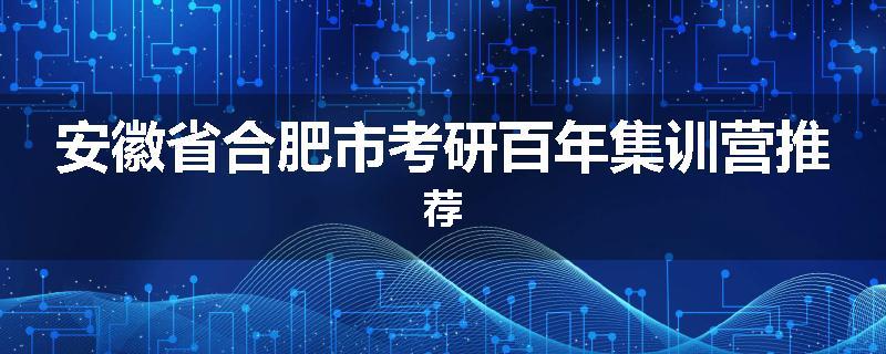 安徽省合肥市考研百年集训营推荐