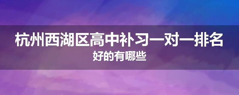杭州西湖区高中补习一对一排名好的有哪些