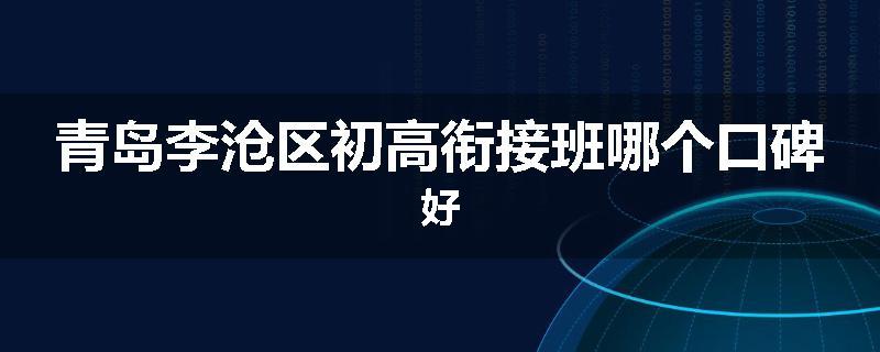 青岛李沧区初高衔接班哪个口碑好