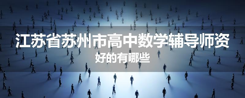 江苏省苏州市高中数学辅导师资好的有哪些