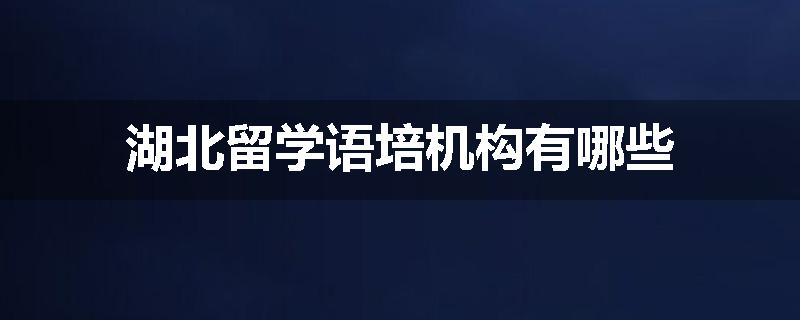 湖北留学语培机构有哪些