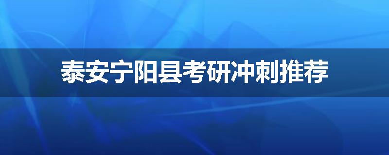 泰安宁阳县考研冲刺推荐