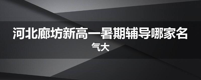 河北廊坊新高一暑期辅导哪家名气大