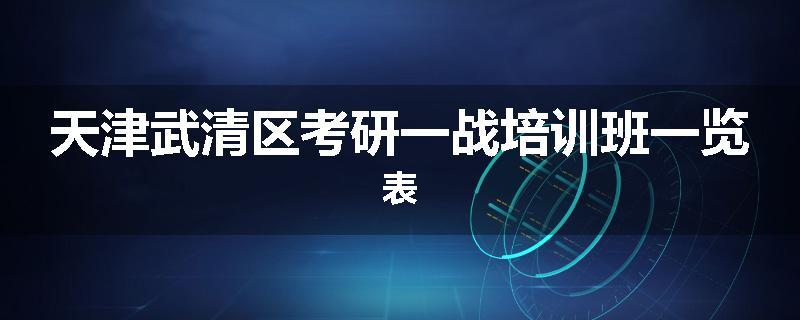 天津武清区考研一战培训班一览表
