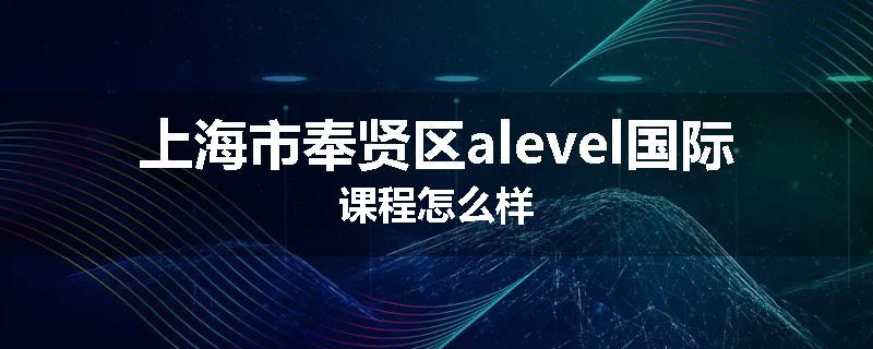 上海市奉贤区alevel国际课程怎么样