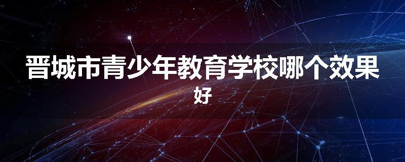 晋城市青少年教育学校哪个效果好