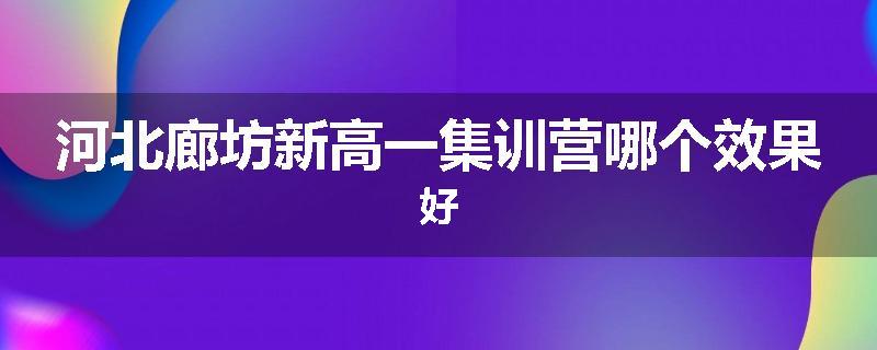 河北廊坊新高一集训营哪个效果好