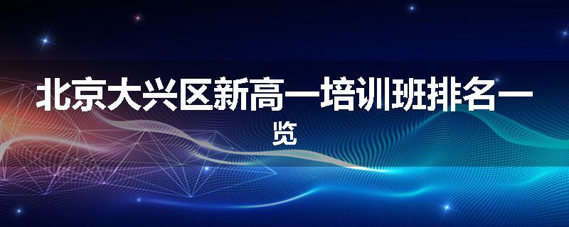 北京大兴区新高一培训班排名一览