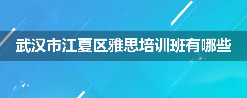 武汉市江夏区雅思培训班有哪些