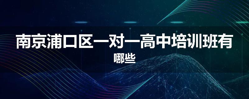 南京浦口区一对一高中培训班有哪些