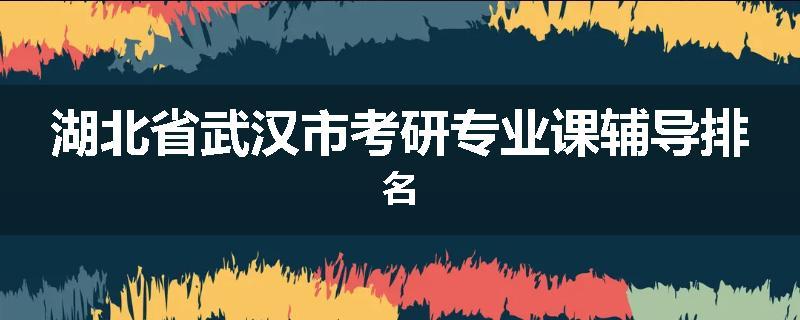 湖北省武汉市考研专业课辅导排名