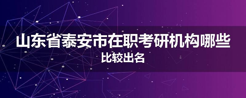 山东省泰安市在职考研机构哪些比较出名