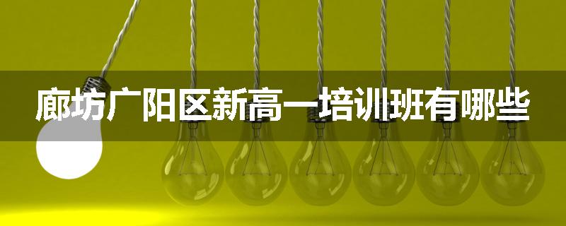 廊坊广阳区新高一培训班有哪些