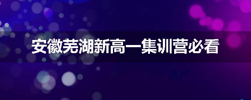 安徽芜湖新高一集训营必看