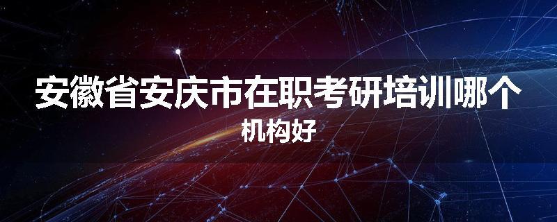 安徽省安庆市在职考研培训哪个机构好