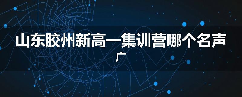 山东胶州新高一集训营哪个名声广