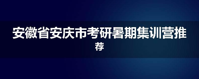 安徽省安庆市考研暑期集训营推荐