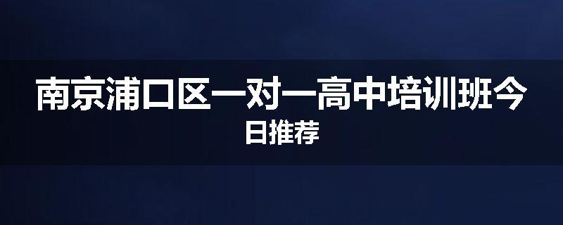 南京浦口区一对一高中培训班今日推荐
