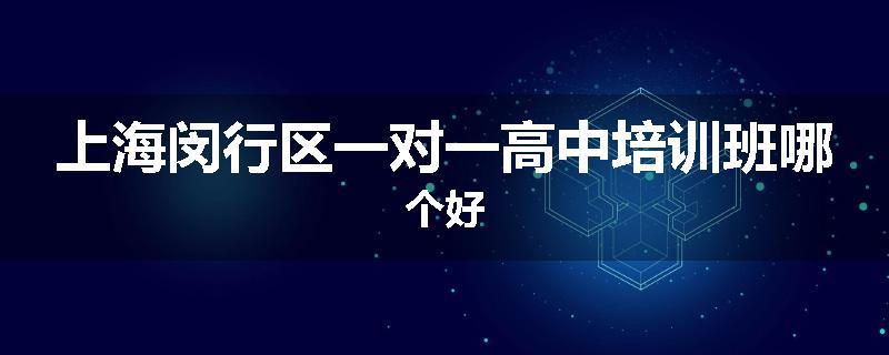 上海闵行区一对一高中培训班哪个好