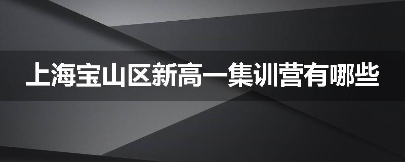 上海宝山区新高一集训营有哪些