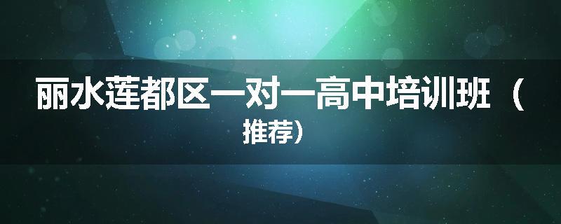 丽水莲都区一对一高中培训班（推荐）