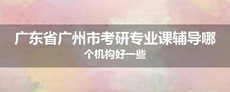 广东省广州市考研专业课辅导哪个机构好一些