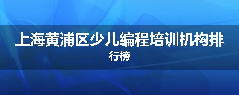 上海黄浦区少儿编程培训机构排行榜