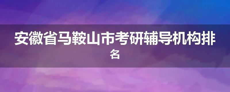 安徽省马鞍山市考研辅导机构排名