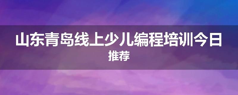 山东青岛线上少儿编程培训今日推荐