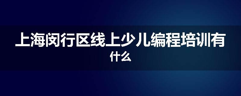 上海闵行区线上少儿编程培训有什么