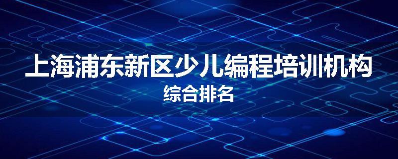 上海浦东新区少儿编程培训机构综合排名