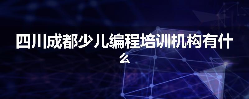 四川成都少儿编程培训机构有什么