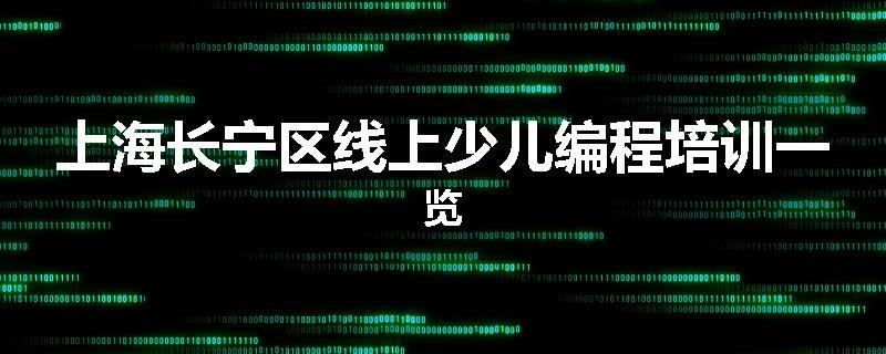 上海长宁区线上少儿编程培训一览