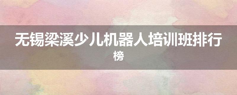 无锡梁溪少儿机器人培训班排行榜