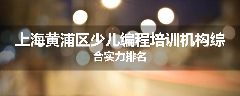 上海黄浦区少儿编程培训机构综合实力排名