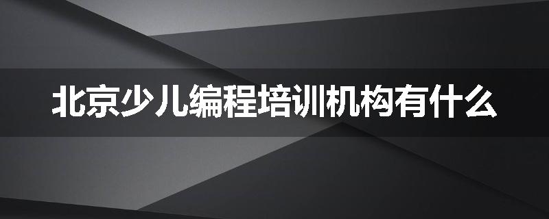北京少儿编程培训机构有什么