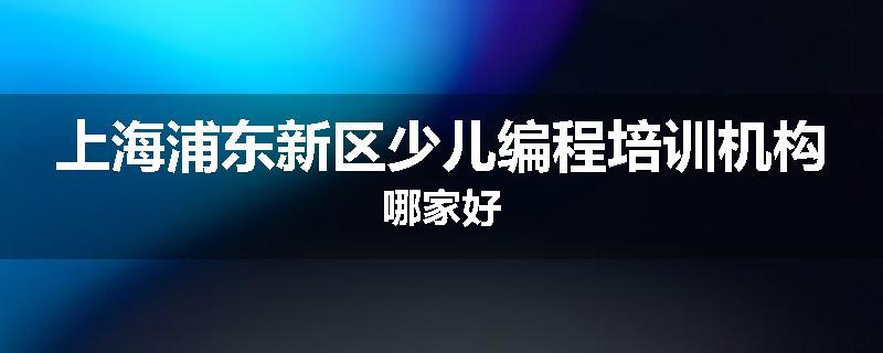 上海浦东新区少儿编程培训机构哪家好