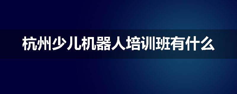 杭州少儿机器人培训班有什么