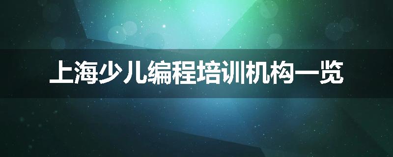上海少儿编程培训机构一览