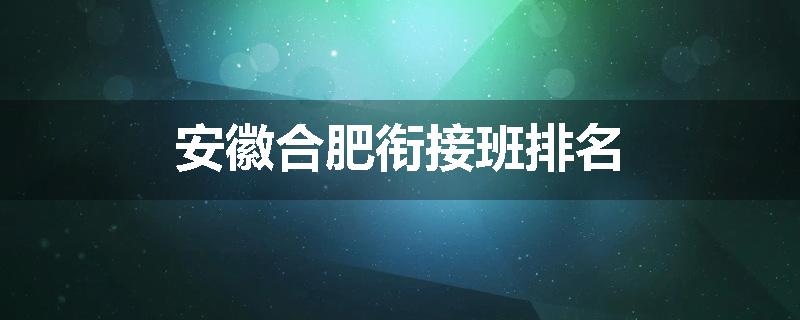 安徽合肥衔接班排名