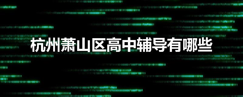 杭州萧山区高中辅导有哪些