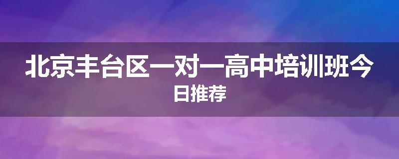 北京丰台区一对一高中培训班今日推荐