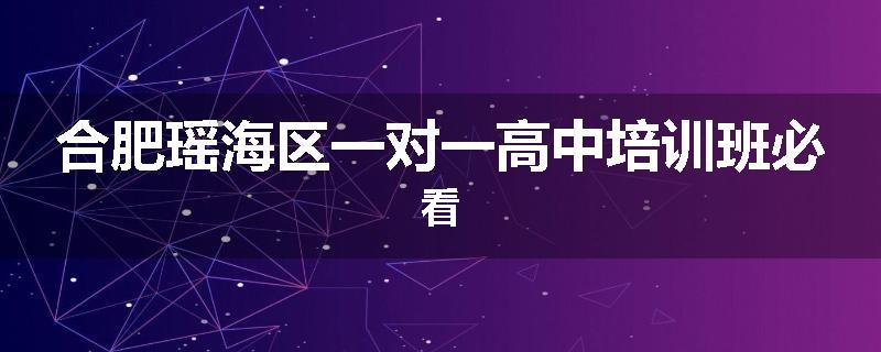 合肥瑶海区一对一高中培训班必看